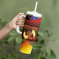Samoan Siva Afi Tumbler With Handle Tribal Performers of Samoan Fire Knife Dancing LT03 - Polynesian Pride