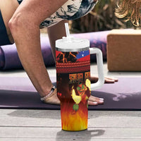 Samoan Siva Afi Tumbler With Handle Tribal Performers of Samoan Fire Knife Dancing LT03 - Polynesian Pride