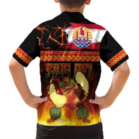 Tahitian Siva Afi Family Matching Off Shoulder Short Dress and Hawaiian Shirt Tribal Performers of Tahitian Fire Knife Dancing LT03 - Polynesian Pride