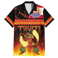 Tahitian Siva Afi Family Matching Off Shoulder Short Dress and Hawaiian Shirt Tribal Performers of Tahitian Fire Knife Dancing LT03 Dad's Shirt - Short Sleeve Black - Polynesian Pride