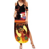 Tahitian Siva Afi Summer Maxi Dress Tribal Performers of Tahitian Fire Knife Dancing LT03 Women Black - Polynesian Pride