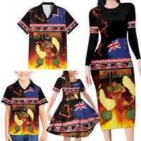 Aotearoa Siva Afi Family Matching Long Sleeve Bodycon Dress and Hawaiian Shirt Tribal Performers of Aotearoa Fire Knife Dancing LT03 - Polynesian Pride