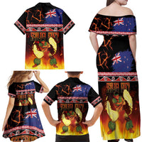 Aotearoa Siva Afi Family Matching Off Shoulder Maxi Dress and Hawaiian Shirt Tribal Performers of Aotearoa Fire Knife Dancing LT03 - Polynesian Pride