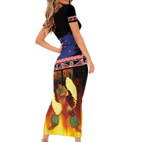 Aotearoa Siva Afi Family Matching Short Sleeve Bodycon Dress and Hawaiian Shirt Tribal Performers of Aotearoa Fire Knife Dancing LT03 - Polynesian Pride