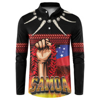 Personalised Samoan Spirit - Samoa Tribal Heritage Button Sweatshirt LT03 Black - Polynesian Pride