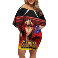 Personalised Samoan Spirit - Samoa Tribal Heritage Family Matching Off Shoulder Short Dress and Hawaiian Shirt