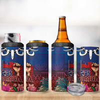 Proud of Samoa 685 4 in 1 Can Cooler Tumbler Ula Nifo and Hibiscus Tapa Tribal Pattern