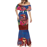 Proud of Samoa Mermaid Dress Ula Nifo with Samoa 685 and Hibiscus Tapa Tribal Pattern