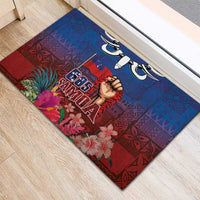 Proud of Samoa Rubber Doormat Ula Nifo with Samoa 685 and Hibiscus Tapa Tribal Pattern