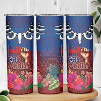 Proud of Samoa 685 Skinny Tumbler Ula Nifo and Hibiscus Tapa Tribal Pattern LT03 - Polynesian Pride