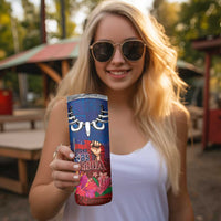 Proud of Samoa 685 Skinny Tumbler Ula Nifo and Hibiscus Tapa Tribal Pattern LT03 - Polynesian Pride