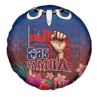 Proud of Samoa Spare Tire Cover Ula Nifo with Samoa 685 and Hibiscus Tapa Tribal Pattern