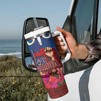 Proud of Samoa 685 Tumbler With Handle Ula Nifo and Hibiscus Tapa Tribal Pattern