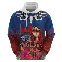 Proud of Samoa Zip Hoodie Ula Nifo with Samoa 685 and Hibiscus Tapa Tribal Pattern