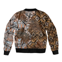 Fiji Masi Tapa Tribal Sleeve Zip Bomber Jacket Old Hibiscus Vintage Style LT03 - Polynesian Pride