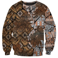 Fiji Masi Tapa Tribal Sweatshirt Old Hibiscus Vintage Style LT03 Unisex Brown - Polynesian Pride