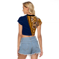 Samoan Siapo Raglan Cropped T Shirt Tatau Pattern Half Style LT03 - Polynesian Pride