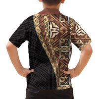 Samoan Siapo Family Matching Off Shoulder Short Dress and Hawaiian Shirt Tatau Pattern Half Style Retro Mode LT03 - Polynesian Pride
