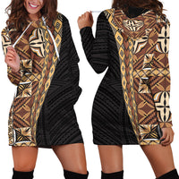 Samoan Siapo Hoodie Dress Tatau Pattern Half Style Retro Mode LT03 - Polynesian Pride