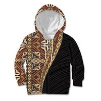 Samoan Siapo Kid Hoodie Tatau Pattern Half Style Retro Mode LT03 Hoodie Brown - Polynesian Pride