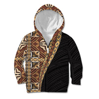 Samoan Siapo Kid Hoodie Tatau Pattern Half Style Retro Mode LT03 Zip Hoodie Brown - Polynesian Pride
