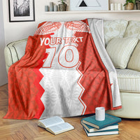 Custom Tonga Rugby Blanket Ikale Tahi Ngatu Tribal Pattern LT03 Orange - Polynesian Pride