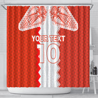Custom Tonga Rugby Shower Curtain Ikale Tahi Ngatu Tribal Pattern