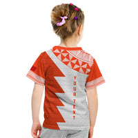 Custom Tonga Rugby Kid T Shirt Ikale Tahi Ngatu Tribal Pattern Half Style LT03