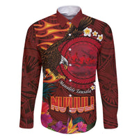 American Samoa Manulele Tausala Nu'uuli Family Matching Summer Maxi Dress and Hawaiian Shirt Tatau Art Pattern with Tropical Plants