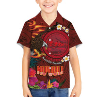 American Samoa Manulele Tausala Nu'uuli Kid Hawaiian Shirt Tatau Art Pattern with Tropical Plants