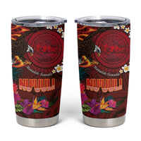 American Samoa Manulele Tausala Nu'uuli Tumbler Cup Tatau Art Pattern with Tropical Plants LT03 Red - Polynesian Pride