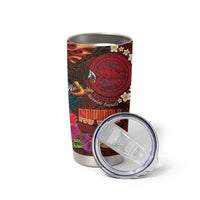 American Samoa Manulele Tausala Nu'uuli Tumbler Cup Tatau Art Pattern with Tropical Plants LT03 - Polynesian Pride