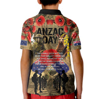 Australia and New Zealand ANZAC Day Kid Polo Shirt Kangaroo and Kiwi Bird Soldier-Honor and Remember Vintage Style