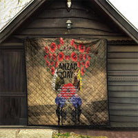 Australia and New Zealand ANZAC Day Quilt Kangaroo and Kiwi Bird Soldier-Honor and Remember Vintage Style