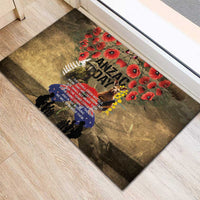 Australia and New Zealand ANZAC Day Rubber Doormat Kangaroo and Kiwi Bird Soldier-Honor and Remember Vintage Style