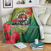 Cook Islands ANDAC Day Blanket Honor and Remember Soliders-Forever in My Thoughts Grunge Style