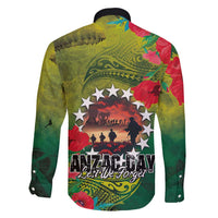 Cook Islands ANDAC Day Family Matching Long Sleeve Bodycon Dress and Hawaiian Shirt Honor and Remember Soliders-Forever in My Thoughts Grunge Style LT03 - Polynesian Pride