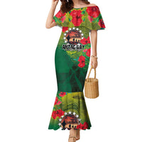 Cook Islands ANDAC Day Family Matching Mermaid Dress and Hawaiian Shirt Honor and Remember Soliders-Forever in My Thoughts Grunge Style