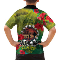 Cook Islands ANDAC Day Family Matching Off The Shoulder Long Sleeve Dress and Hawaiian Shirt Honor and Remember Soliders-Forever in My Thoughts Grunge Style