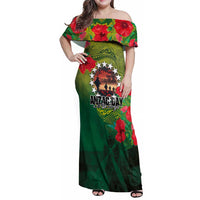 Cook Islands ANDAC Day Family Matching Off Shoulder Maxi Dress and Hawaiian Shirt Honor and Remember Soliders-Forever in My Thoughts Grunge Style