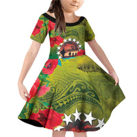 Cook Islands ANDAC Day Family Matching Off Shoulder Short Dress and Hawaiian Shirt Honor and Remember Soliders-Forever in My Thoughts Grunge Style