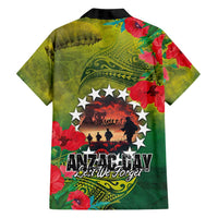Cook Islands ANDAC Day Family Matching Off Shoulder Short Dress and Hawaiian Shirt Honor and Remember Soliders-Forever in My Thoughts Grunge Style