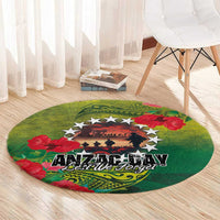 Cook Islands ANDAC Day Round Carpet Honor and Remember Soliders-Forever in My Thoughts Grunge Style