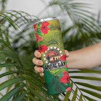 Cook Islands ANDAC Day Skinny Tumbler Honor and Remember Soliders-Forever in My Thoughts Grunge Style LT03 - Polynesian Pride