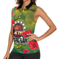 Cook Islands ANDAC Day Women Sleeveless Polo Shirt Honor and Remember Soliders-Forever in My Thoughts Grunge Style LT03 - Polynesian Pride