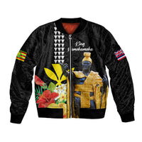 Hawaii King Kamehameha Day Bomber Jacket Kanaka Maoli Hibiscus Flower and Kakau Pattern