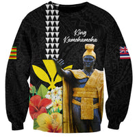 Hawaii King Kamehameha Day Sweatshirt Kanaka Maoli Hibiscus Flower and Kakau Pattern