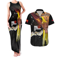 Papua New Guinea Remembrance Day Couples Matching Tank Maxi Dress and Hawaiian Shirt Bird of Paradise Plumeria Flower and Polynesian Pattern