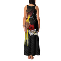 Papua New Guinea Remembrance Day Family Matching Tank Maxi Dress and Hawaiian Shirt Bird of Paradise Plumeria Flower and Polynesian Pattern
