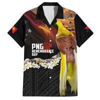 Papua New Guinea Remembrance Day Hawaiian Shirt Bird of Paradise Plumeria Flower and Polynesian Pattern LT03 Black - Polynesian Pride